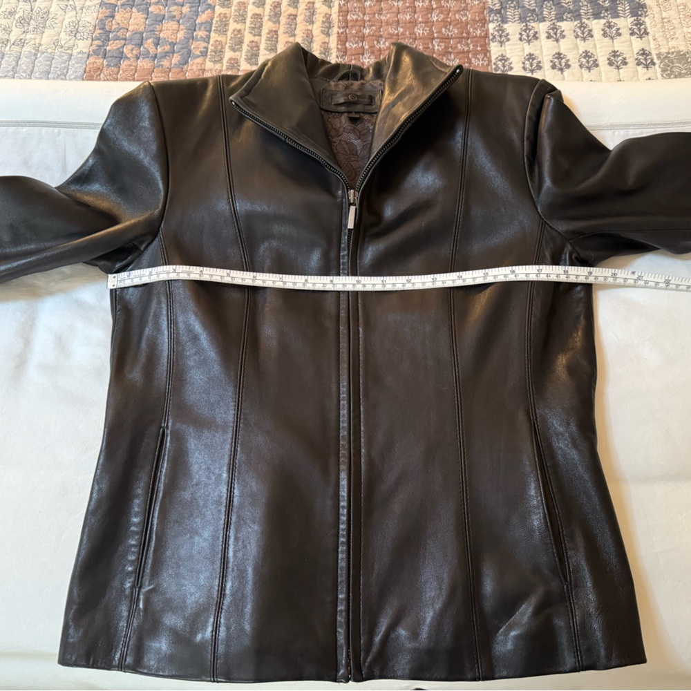 Black Genuine Leather Jacket - Picture 7 of 9
